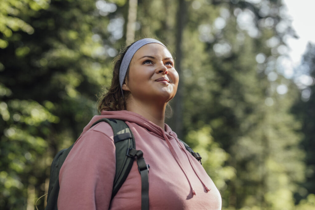 A person glad to be spending time in nature